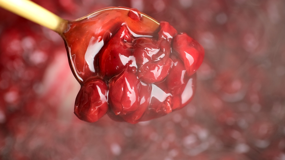 spoonful of cooked cherries
