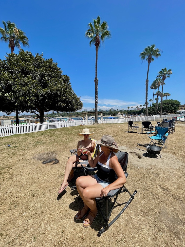 two ladies in chairs at the newport dunes resort