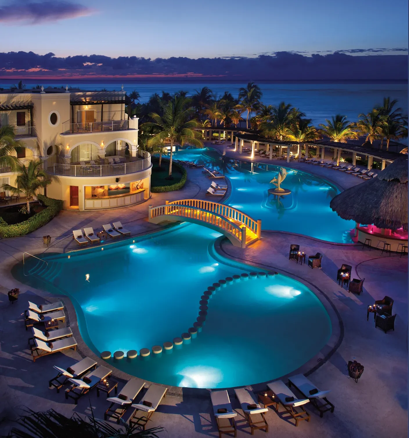 Nighttime views from Dreams Resort in Tulum - Tulum Family Resorts