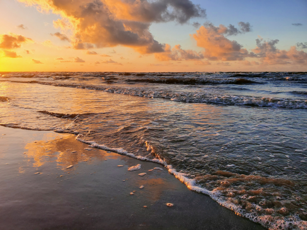 Sunrise at the beach in Galveston, Texas