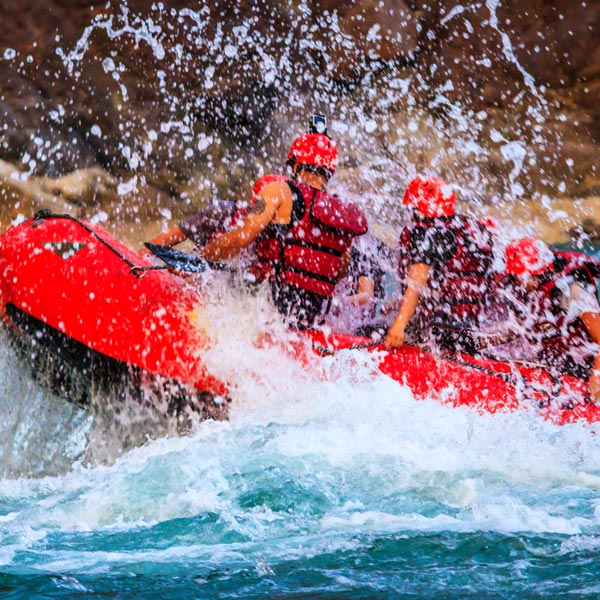 family on a white water rafting trip