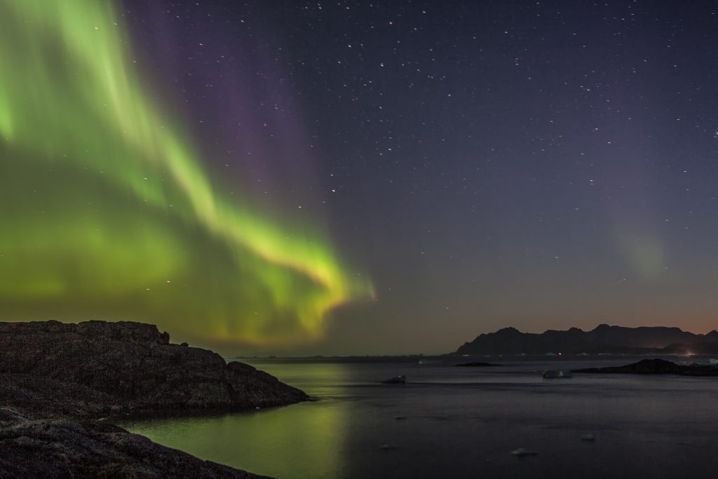 northern lights over greenland