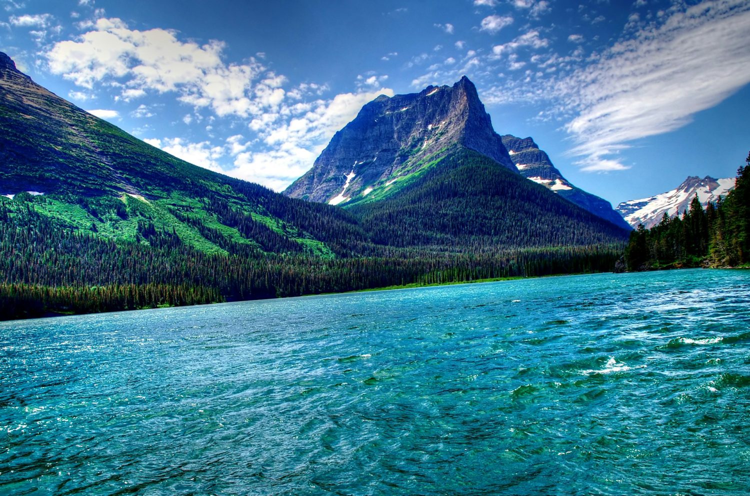 Lake and mountains in Glacier National Park isn one of the top 20 National Parks in the U