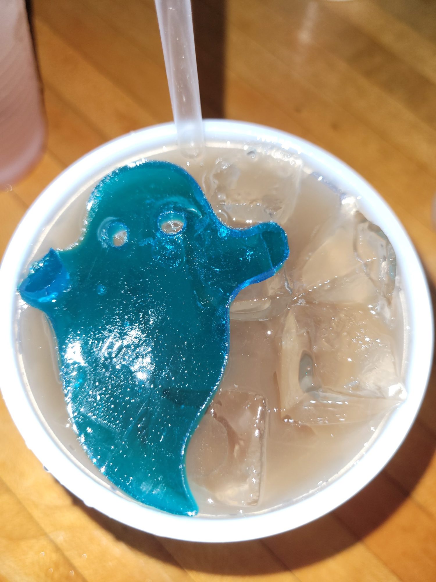 Alcoholic drink with a gelatin ghost on it. Haunted Hotels New Orleans.
