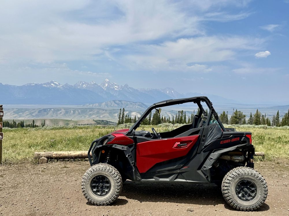 Riding a side-by-side through the National Elk Refuge.