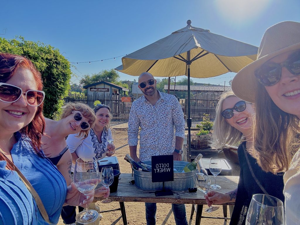 Women trying wines at a speed tasting event