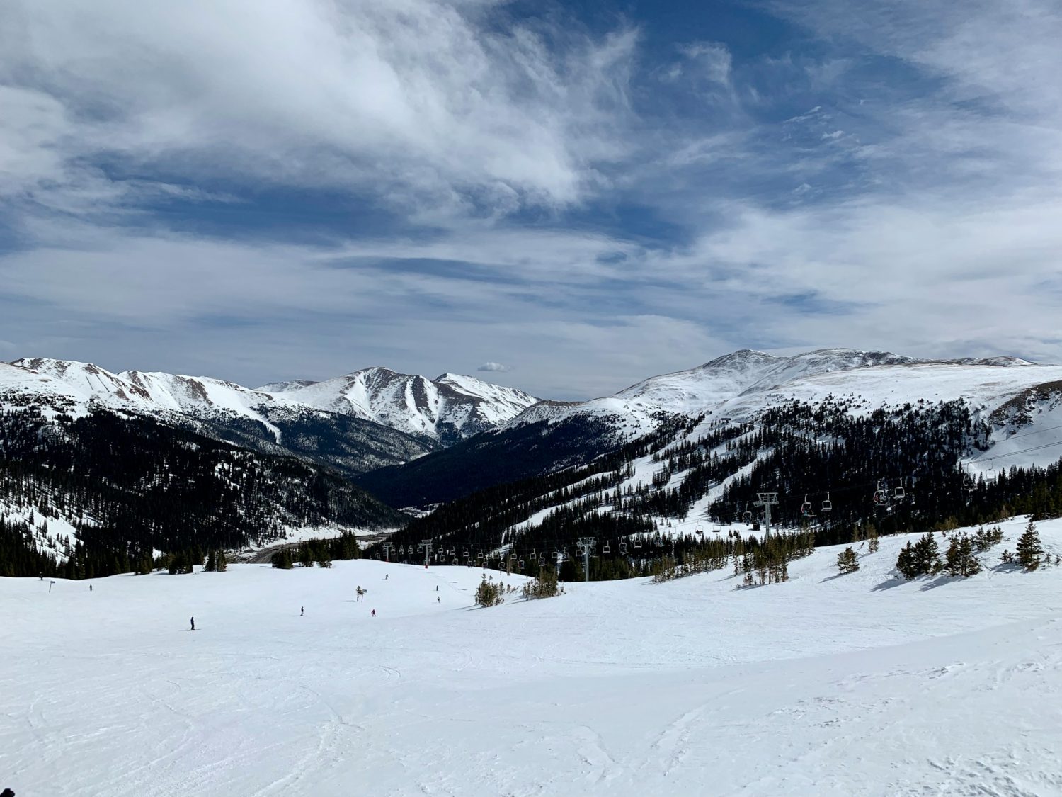 Views of a snowy Colorado mountain. Colorado ski towns.