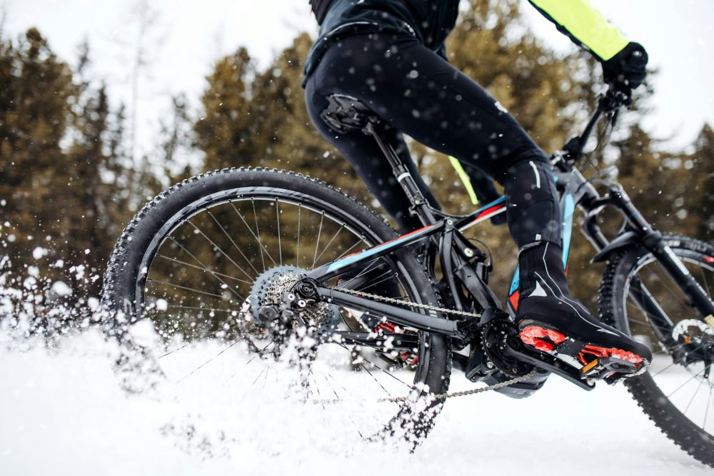 fat tire biking through the snow