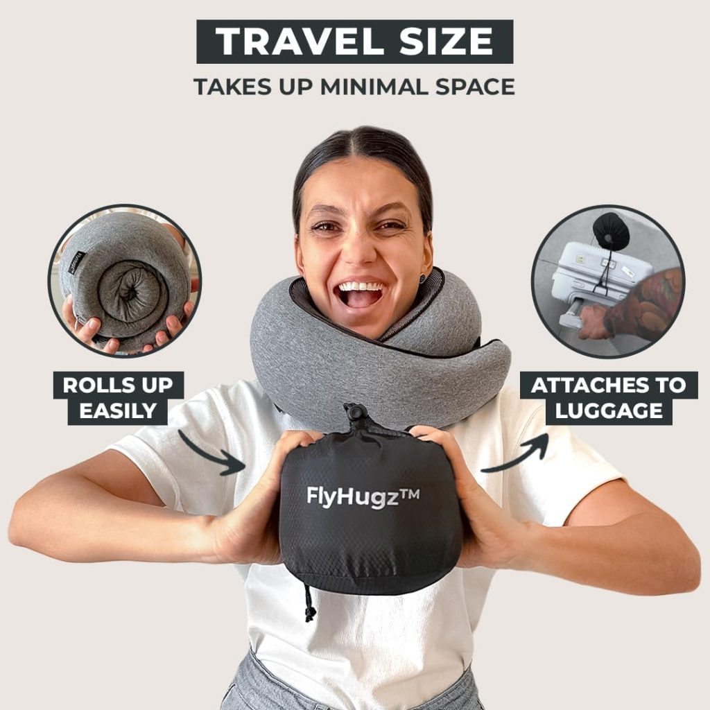 woman with neck pillow