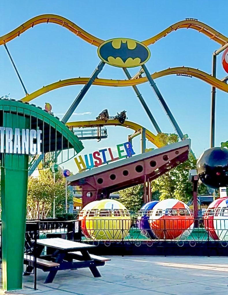 Crazy Batman ride at Six Flags Fiesta Texas in San Antonio. 