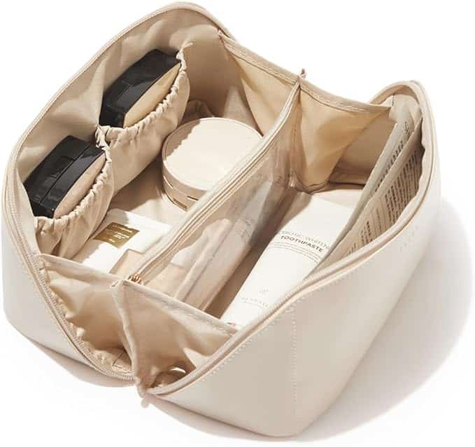 open white makeup bag