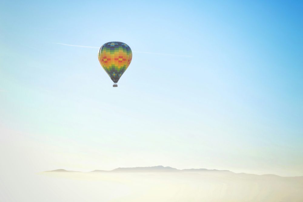 hot air balloon over napa valley