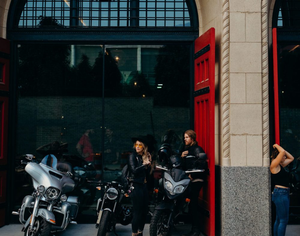 Couple in from of Detroit Foundation Hotel