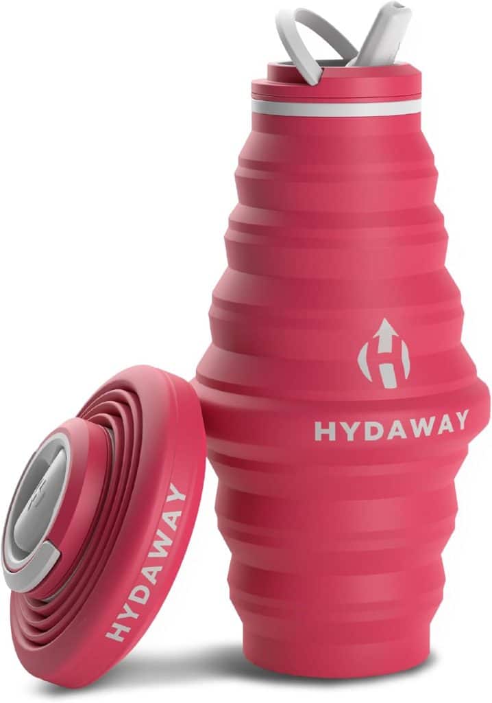 pink collapsable water bottle