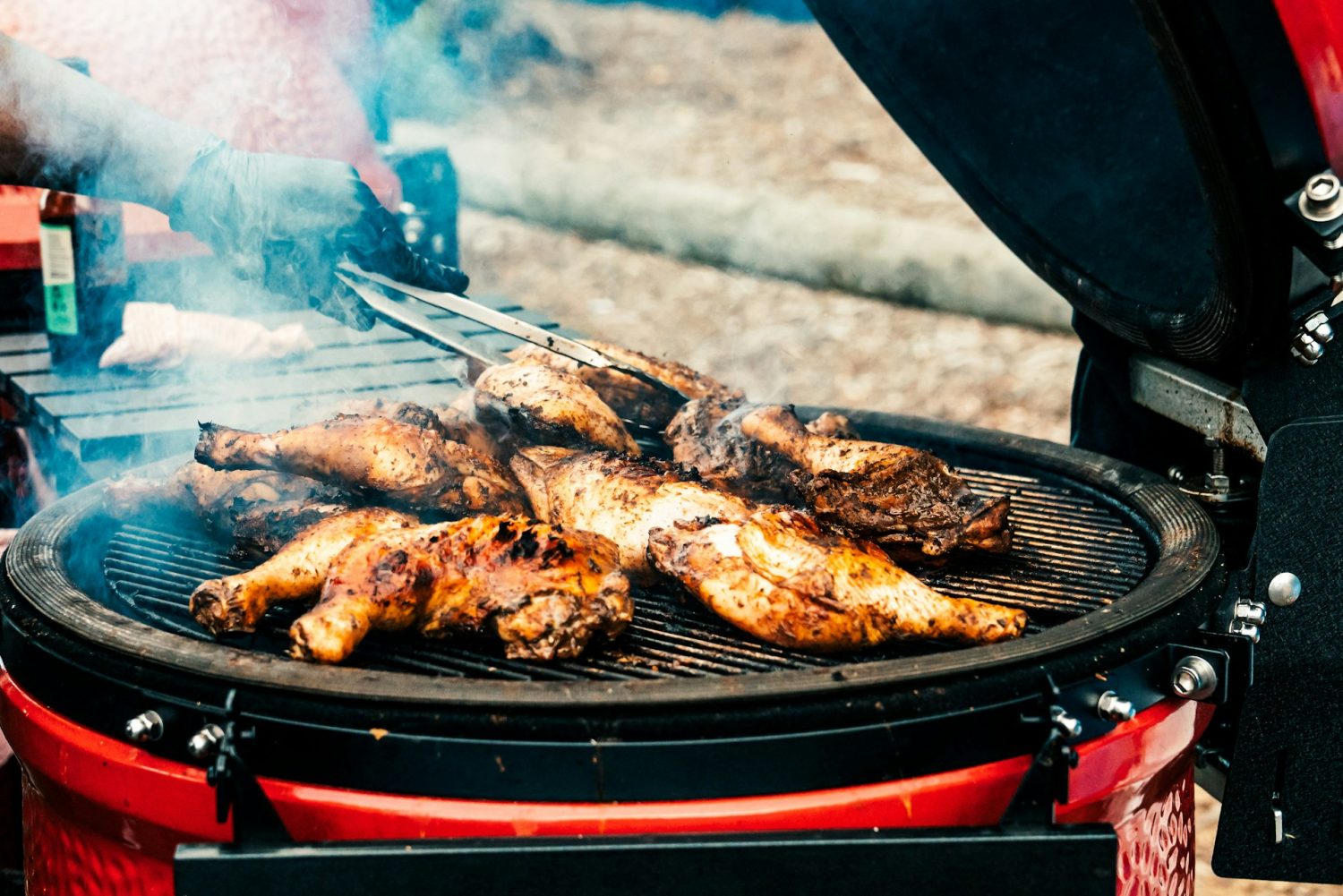 Jerk chicken on the grill. Best hotels in Jamaica for families. 