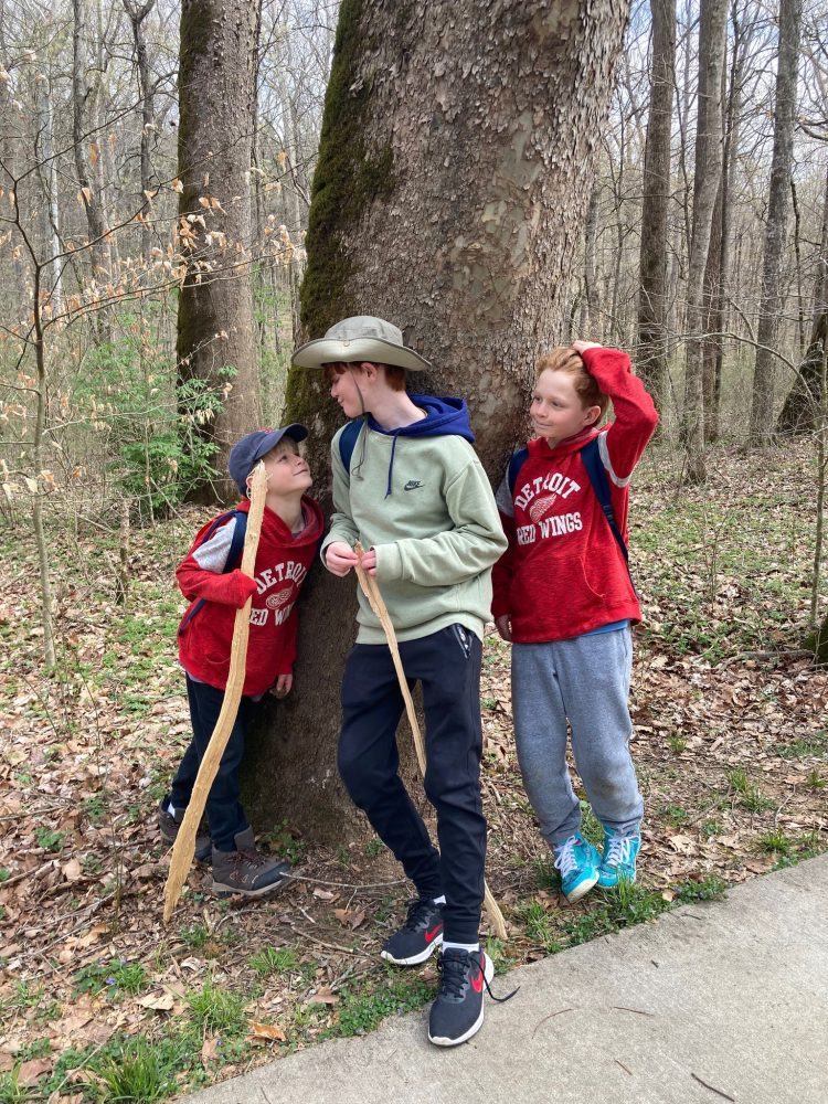 three boys on a mammoth cave national park hiking trail