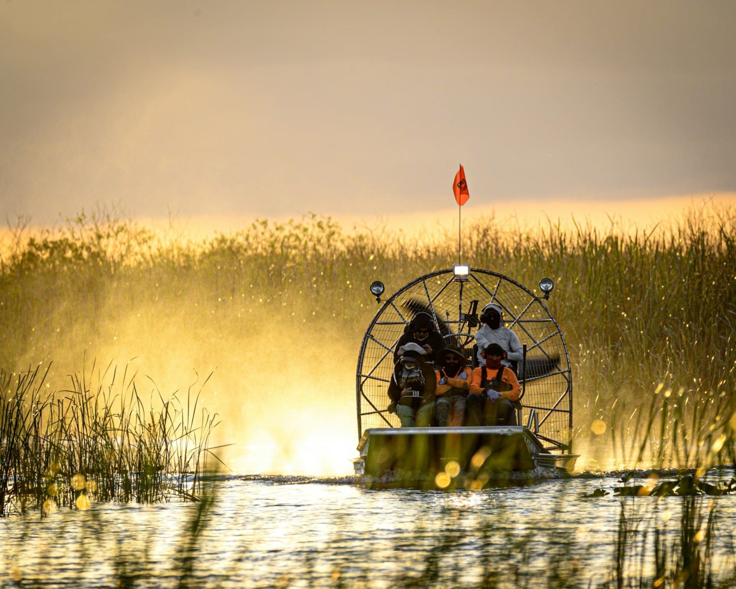 Group taking an airboat tour through the Florida Everglades. Best things to do in Everglades National Park.