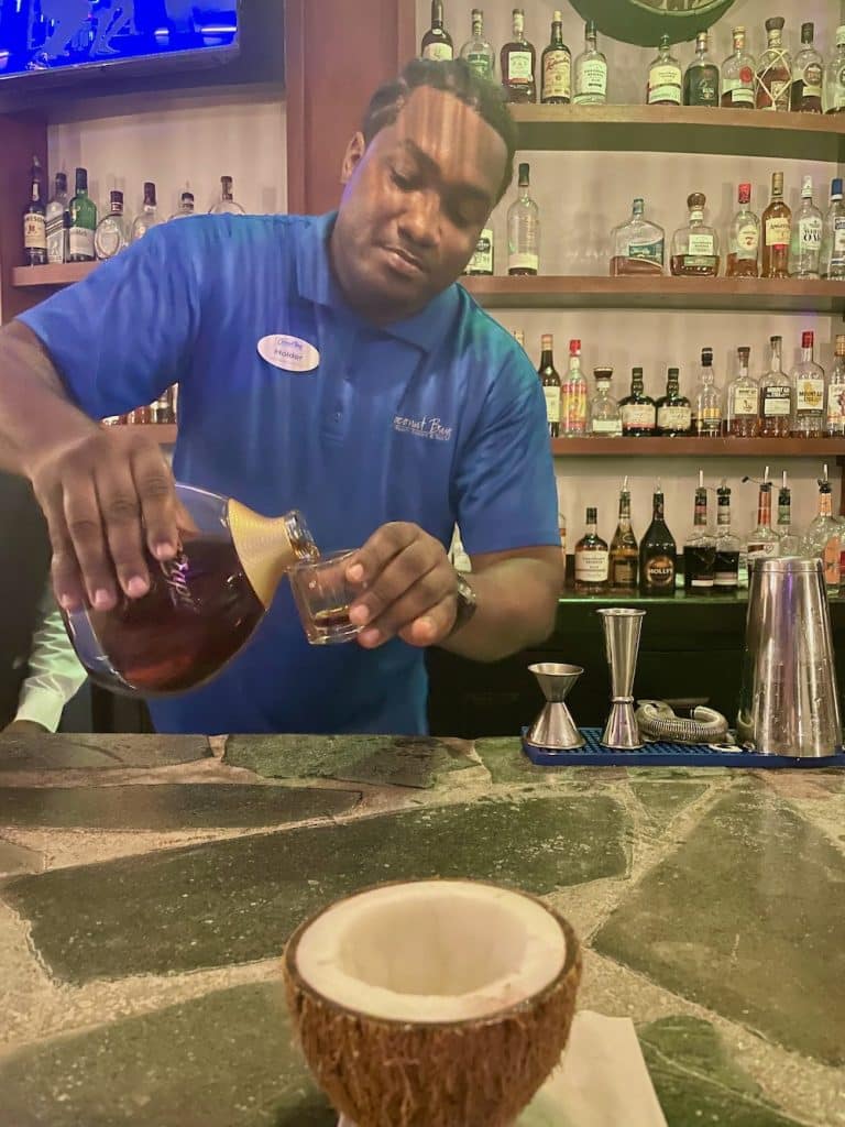 bartender pouring drinks