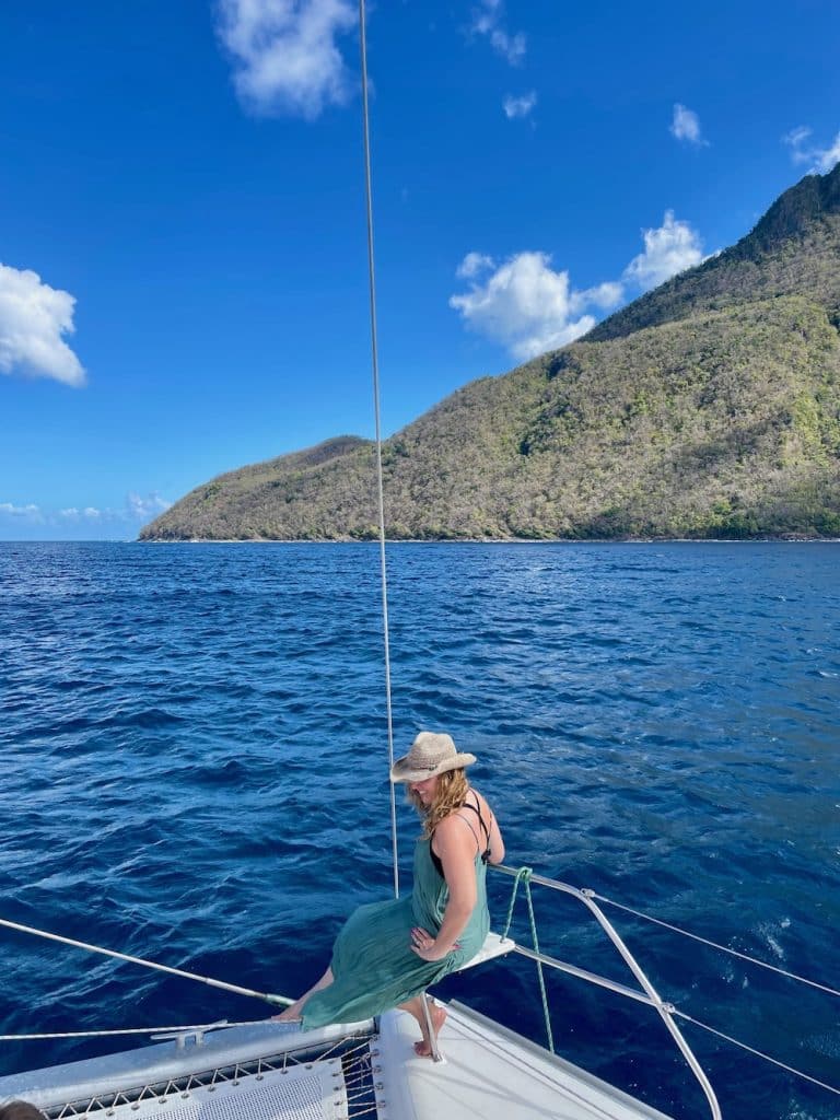 woman on bow of boat
