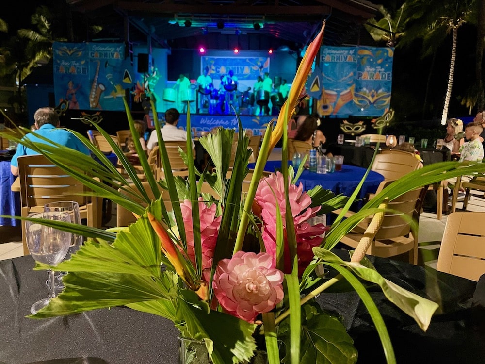flowers in front of stage