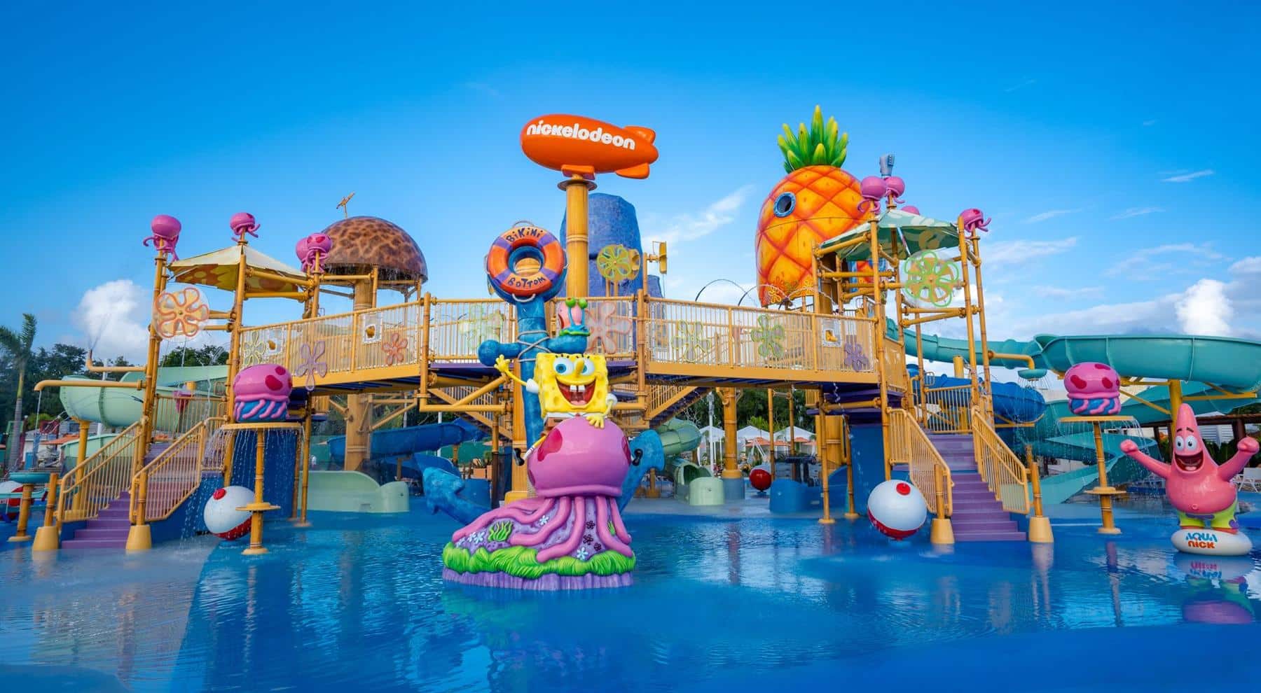 A Nickelodeon themed water park. 