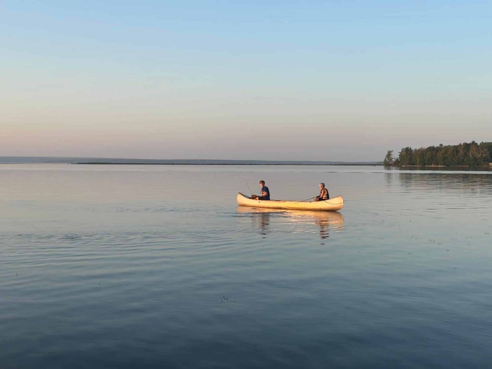 two boys in the canoe