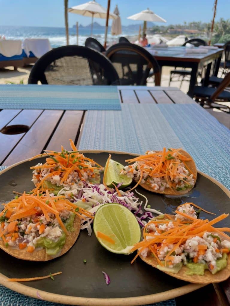 ceviche tostadas by ocean