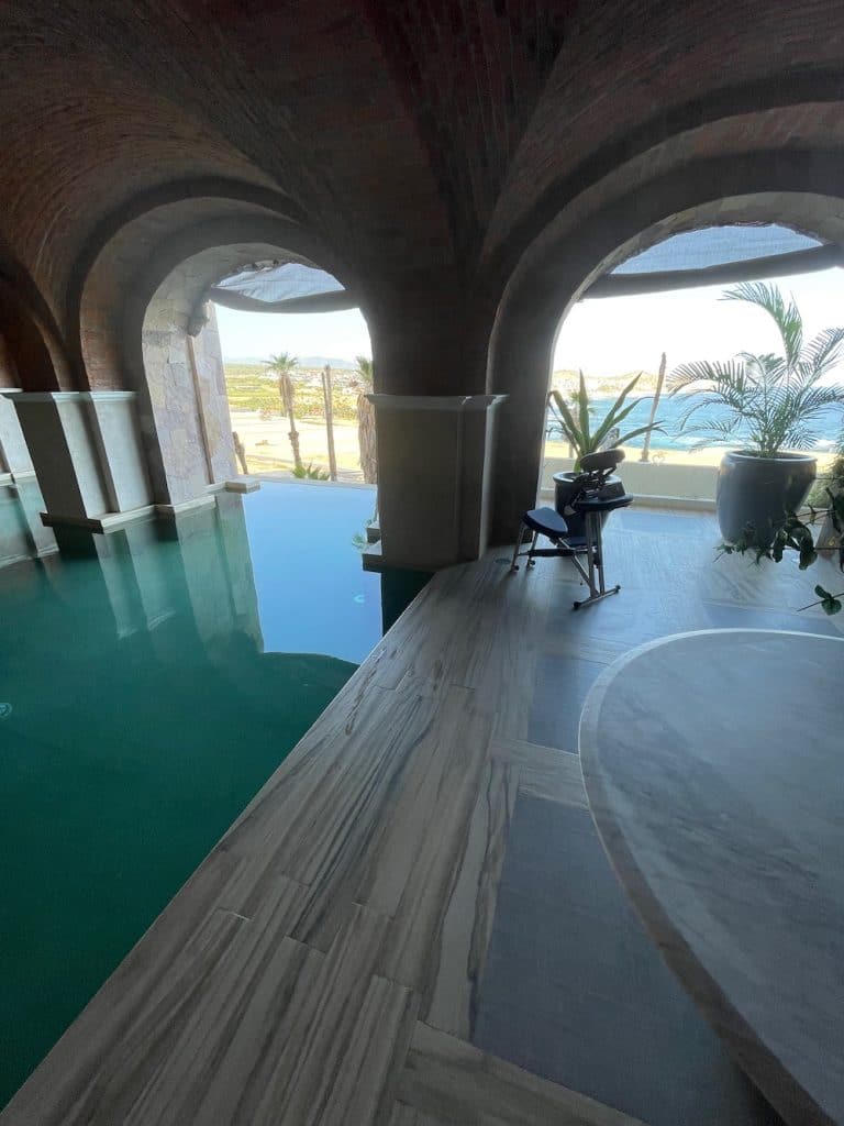 indoor pool with ocean view