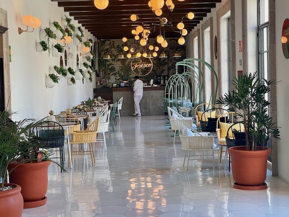 hallway leading to juice bar