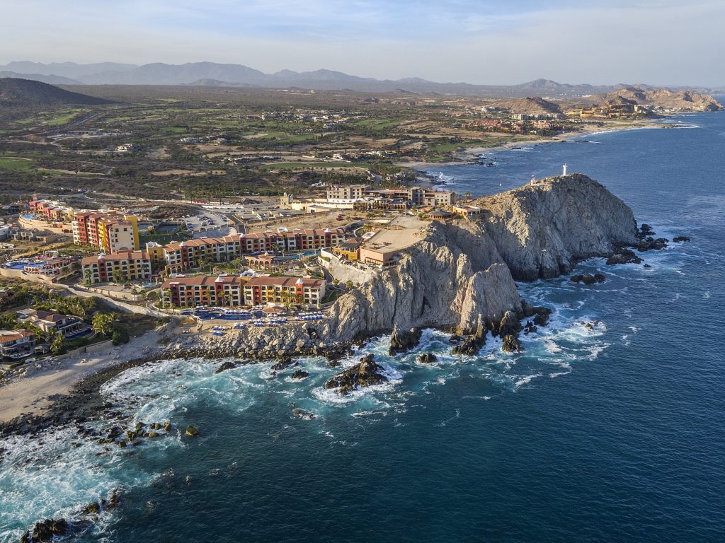aerial view of cabo hotel by ocean