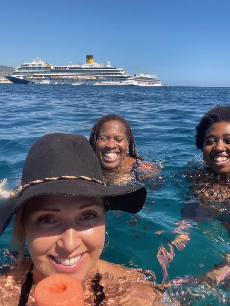 three women in ocean