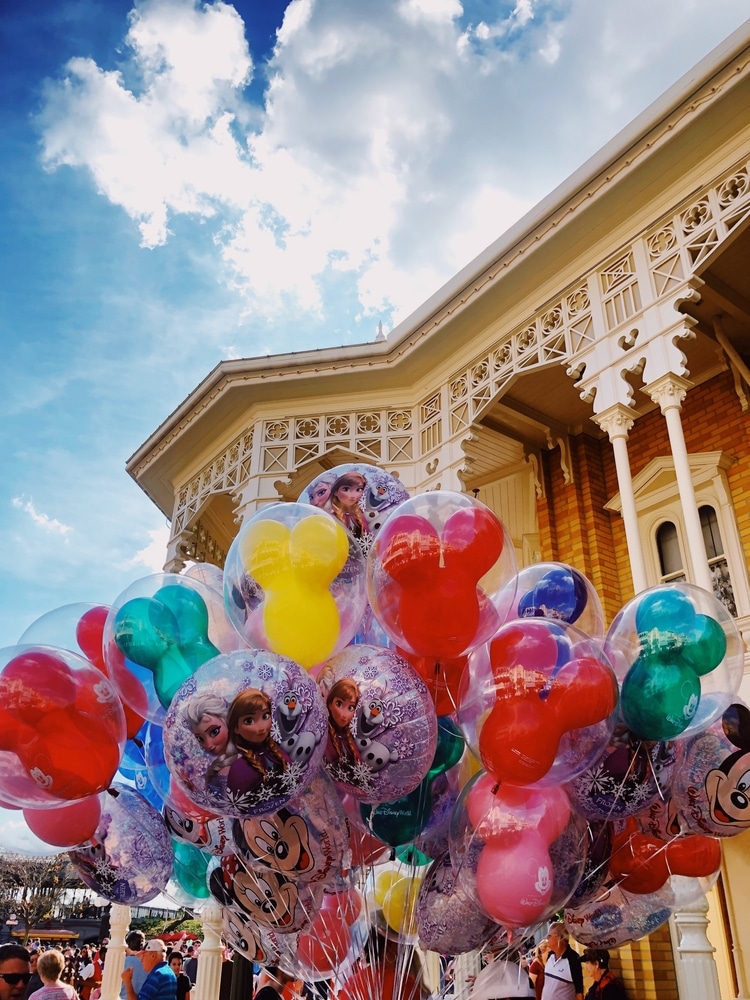 balloons on main street in magic kingdom