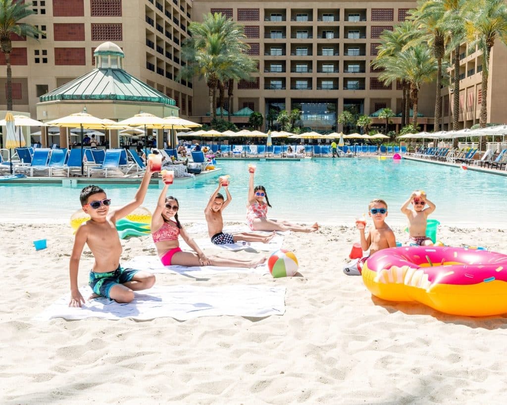 kids at hotel pool