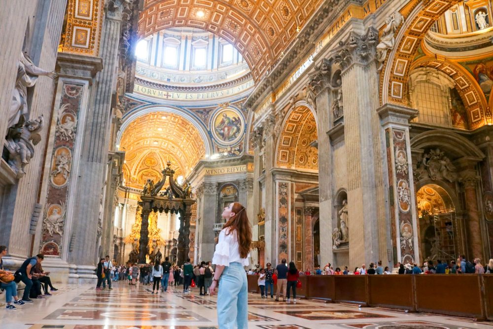 Inside St Peter's during a private guided tour vatican city