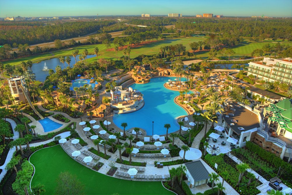 Aerial shot of Orlando World Center Marriott