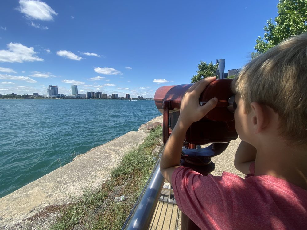 Checking out Canada from Detroit's Riverwalk