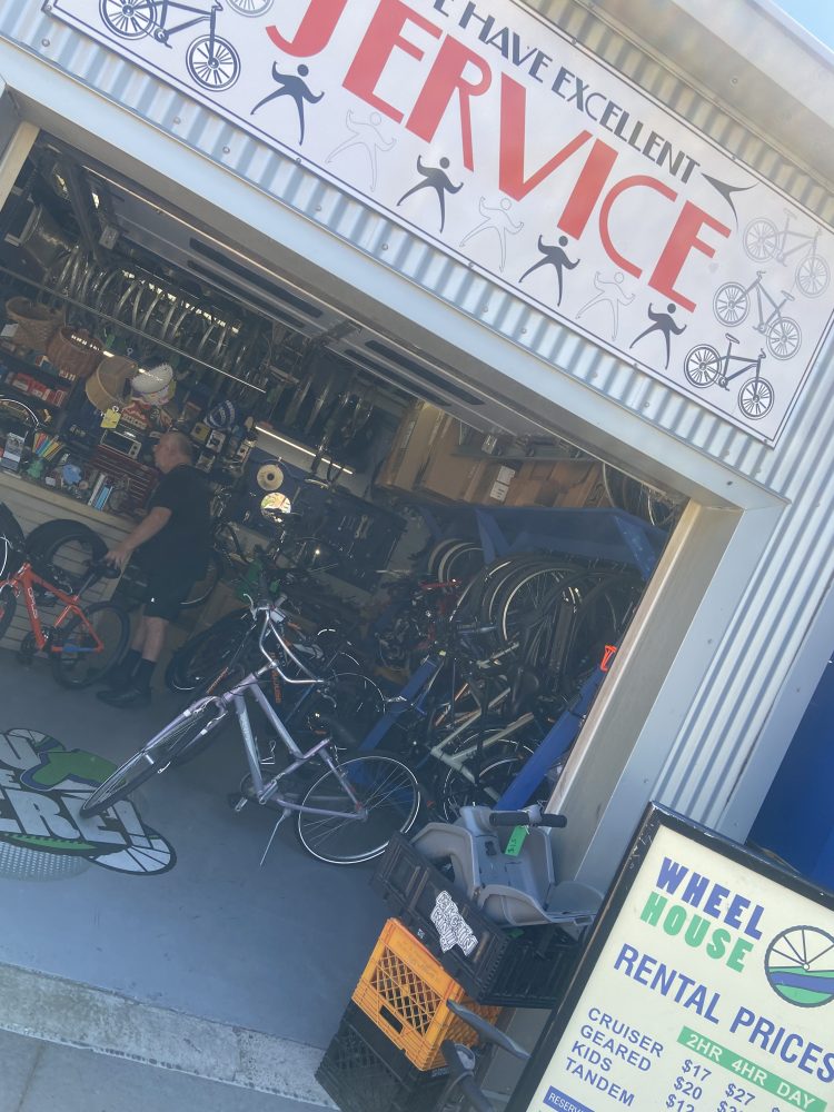 Renting a bike at the DEtroit Riverwalk.