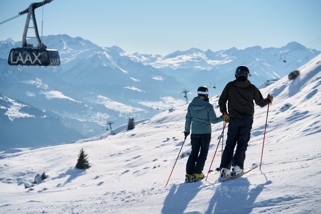 couple on snowy mountain