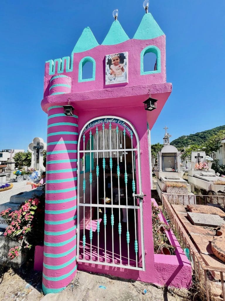pink castle marking grave