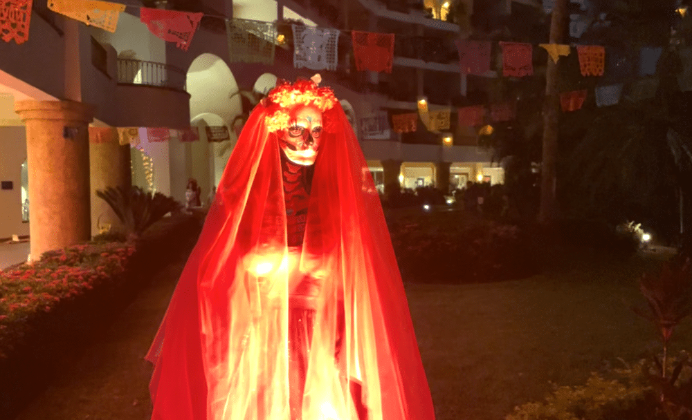 skeleton dressed in veil