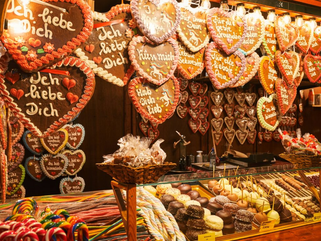 christmas cookies in market stall