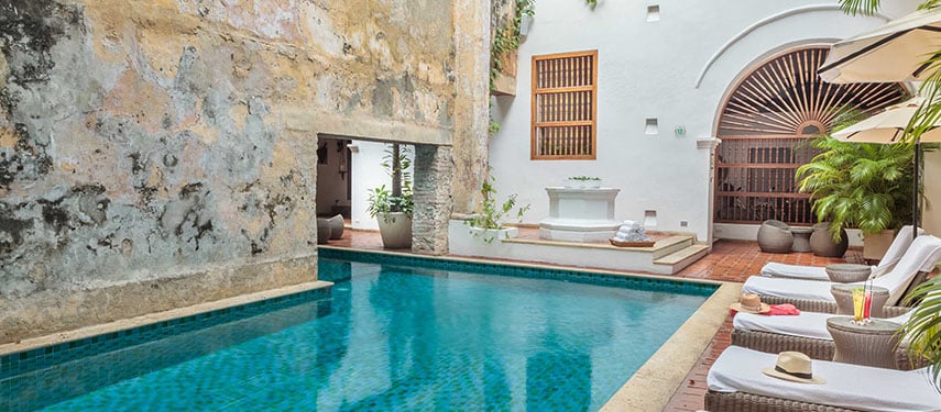 A courtyard swimming pool - Things to do in Cartagena.