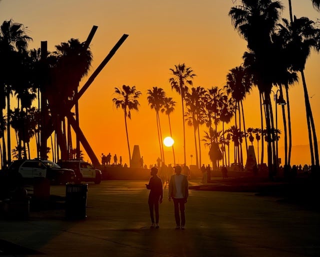 Ride bikes from Muscle Beach to the Santa Monica Pier and Pacific Park on the beachfront path. Feel the salty breeze and listen to the sounds of the ocean at sunset. It's magical. 