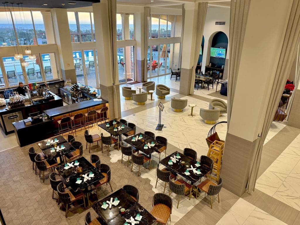 Lobby and eating area of The Cassara Carlsbad, Tapestry Collection by Hilton