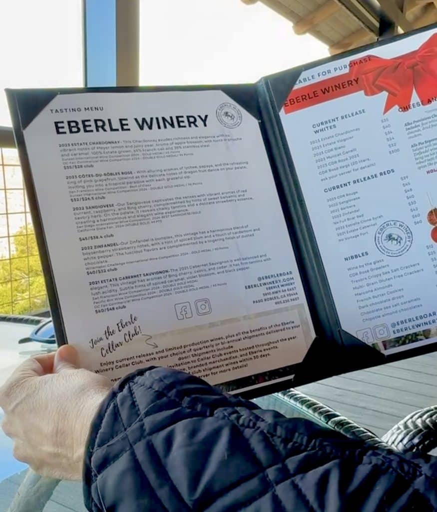 Eberly Winery has actual vines and grapes, and they make all their wines onsite. You can enjoy the tasting room outside on the patio overlooking the vineyards. 