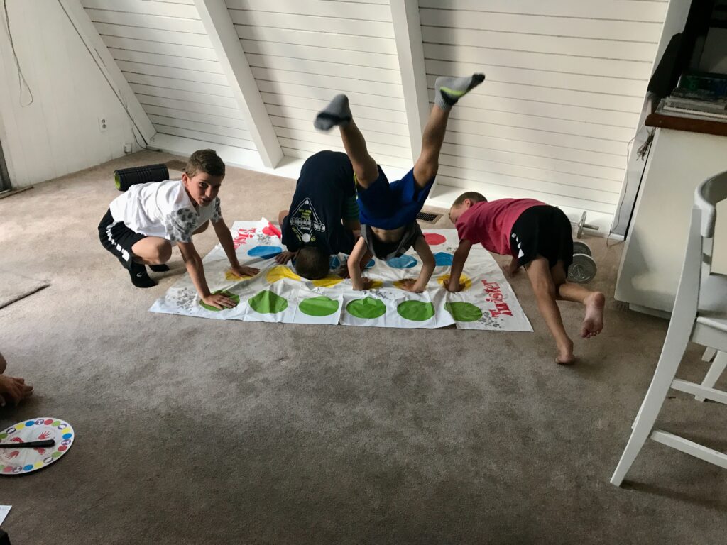 boys playing Twister