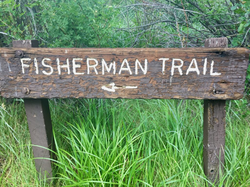 fisherman trail wooden sign