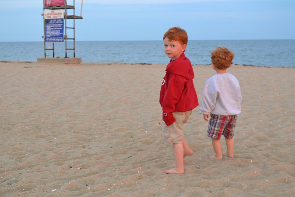 boys at the beach in MA