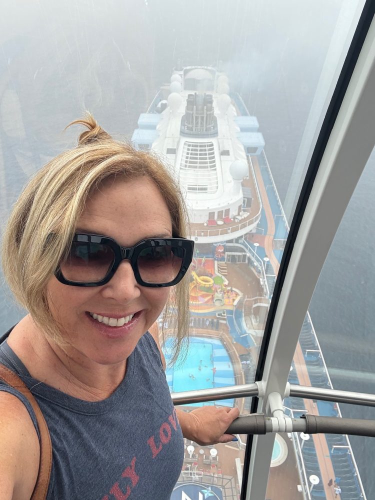 author standing above cruise ship