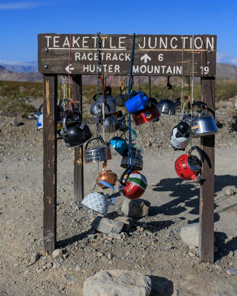 Teakettle junction sign at Death Valley National Park.